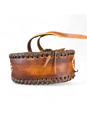 Vintage 70s Hand Tooled Brown Leather Floral Crossbody Boho Mexican Saddle Bag thumbnail 6