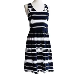 Jcrew Striped Nautical Villa Navy Blue White Tank Dress Button Back M thumbnail 8