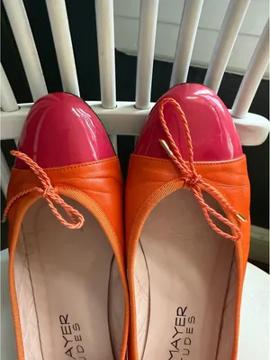 Paul Mayer Attitudes Orange and Pink Cap Toe Ballet Flats thumbnail 3