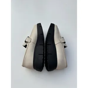 Clarks Loriini Izzy Loafer Cream Leather Black Chunky Chain 6 thumbnail 5