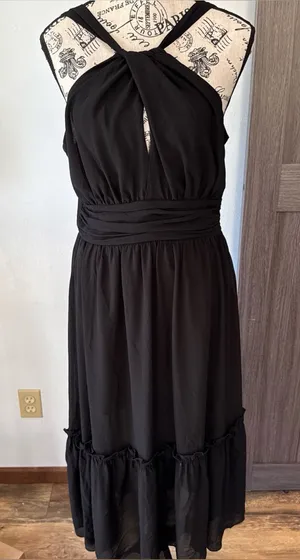 Grace Karin Women's Halter Neck Midi Dress Ruffled Hem Size Medium thumbnail 1