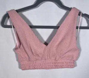 Better Together Womens Boutique Pink Waffle Bralette Small thumbnail 1