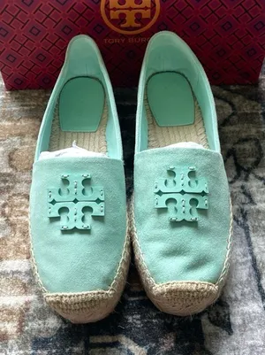 Tory Burch Everly Platform Soft‎ Aqua Royal Suede Espadrilles thumbnail 1