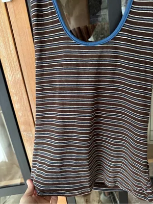 Princess Polly Sugar Talking Halter Top Multi Stripe brown scoop neck open back thumbnail 5