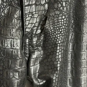 Vintage Guess Jeans 1990s Black Crocodile Embossed Faux Leather Pants Size 33 thumbnail 3