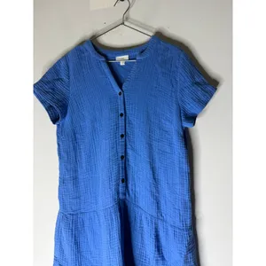 J Jill cotton gauze tiered drop‎ waist mini dress blue beachy size small thumbnail 3
