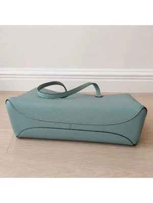 Kate Spade New York Dusty Blue Leather Reversible Tote Bag Large Navy Interior thumbnail 4