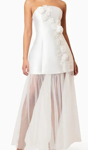 Elliatt Elegant White Strapless Dress thumbnail 1