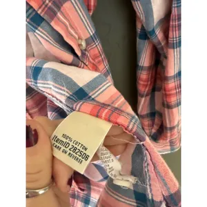 LL Bean Womens XL Pink Blue Plaid Cotton Button Down Shirt Long Sleeve 282506 thumbnail 6