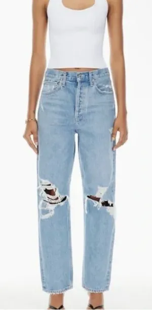 AGOLDE 90s Mid Rise Straight Relaxed‎ Distressed Jeans in Fall Out Size 24 thumbnail 1