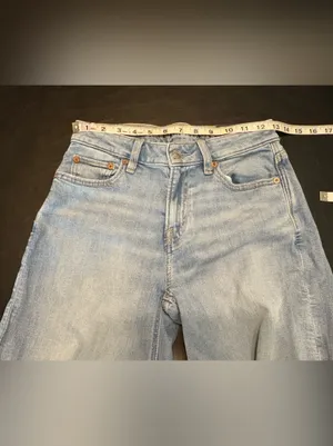 American Eagle Outfitters Light Blue Distressed Wide-Leg Jeans 23/000 Short NWT thumbnail 8