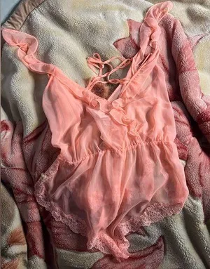 PINK LG salmon pink v neck short teddy thumbnail 1