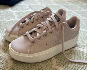 Converse Adidas Stan Smith Pink Leather Platform Sneakers size 7.5 thumbnail 1