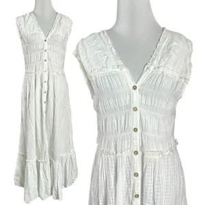 Free People Ethereal Cottage Desert Dazed Midi Dress Maxi Top Ivory Small Boho thumbnail 6