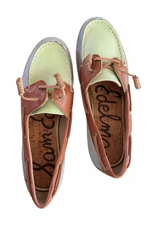 Sam Edelman Sebastian Denim Saddle Lime Boat Shoes size 6.5 NEW thumbnail 1