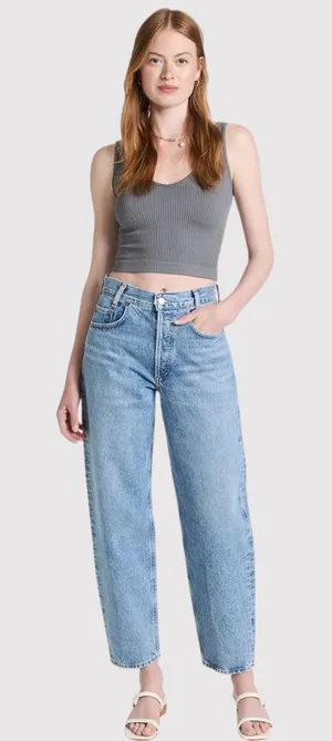 AGOLDE Womens Jeans Blue High Rise Baggy Tapered Denim Button Fly Medium Wash 28 thumbnail 1