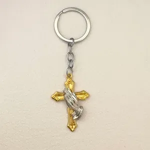 Cross Praying Hands Keychain Charm for Men Women Car Keychain Bag Charm thumbnail 2