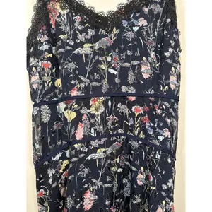 FOXIEDOX Carolina Floral‎ Midi Lace Trim Dress Blue Whimsy Asymmetrical Hem Sz 8 thumbnail 4