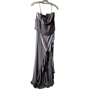 Oh Polly Miravie Embellished Cowl-Neck Ruffled Gown Dress in Lilac Purple 8 New thumbnail 5
