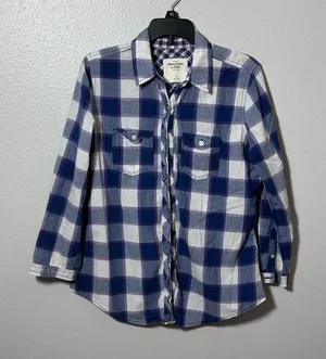 Abercrombie‎ & Fitch Women blue plaid button shirt size small thumbnail 1
