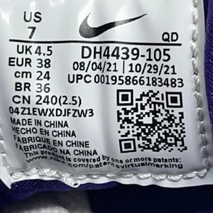 Nike‎ Air Huarache Run Sneakers Sz 7 Hyper Grape/White/Black Dh4439-105 Preowned thumbnail 6