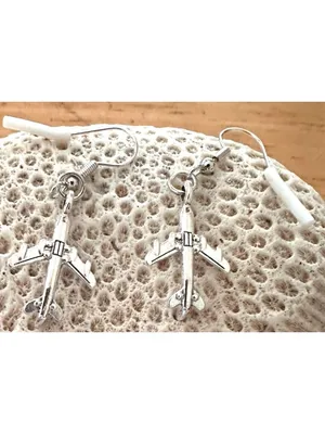 Airplane Earrings New Flight Attendant Gulfstream Aviation Travel Dangle Hooks thumbnail 11