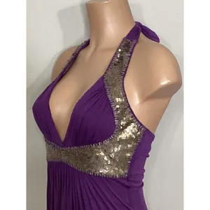 New. SKY purple halter embellished maxi dress. Small. Retails $259 thumbnail 5