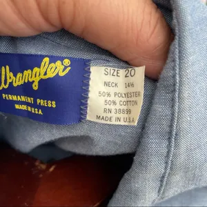 Wrangler Unisex Women’s Chambray Embroidered Shirt Pearl Snap Small thumbnail 10