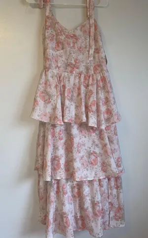 Altar'd State Pink Ruffle Maxi Dress thumbnail 1