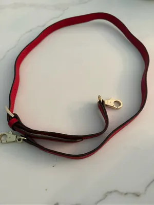 Women's Red Leather Bag Strap with Gold Hardware thumbnail 2