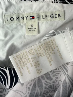Tommy Hilfiger Women Size 12 Halter Dress Black White Floral Cotton Midi‎ thumbnail 4