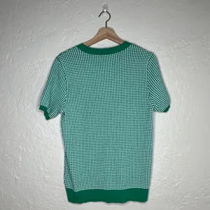 Anne Klein Green White Knit Crewneck Short‎ Sleeve Sweater Size Medium thumbnail 3