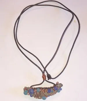 Vintage Beaded Copper Wire Wrapped Unique Boho Pendant Necklace thumbnail 5