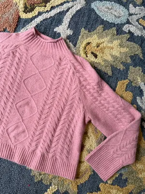 J. Crew Cable-knit Rollneck‎ Sweater in Supersoft Yarn Size Small Dusty Pink thumbnail 7