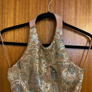 Dress the Population Beige Floral Abbie Halter Mini Dress - Small thumbnail 3