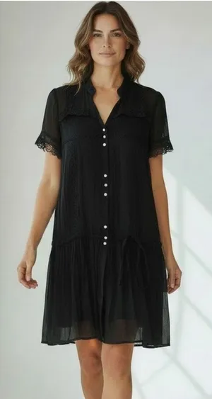S Dress Babydoll Lace Sheer Minidress, 90s Grunge Slip Whimsy Goth Dark Regency thumbnail 1