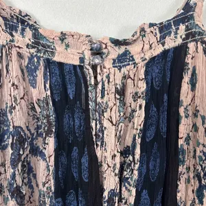 Free People Top Womens M Secret Love Pleated Trapeze Slip Dress Navy Floral Boho thumbnail 10