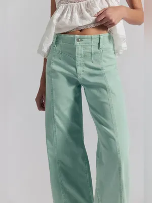 NWT Free People We The Free Libre Wide-Leg Jeans - Cameo Green Turquoise - 27 thumbnail 6