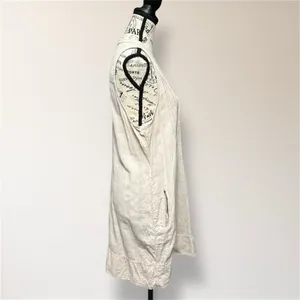 Blanco by Nature L Beige Gauze Sleeveless Mini‎ Dress Button Front Pockets Boho thumbnail 4