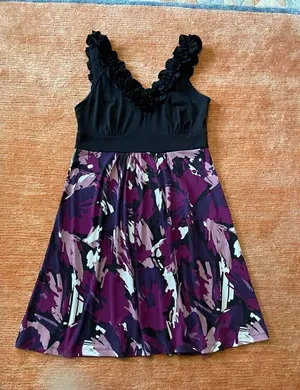 Apt. 9 Faux Wrap Purple Floral Dress Stretch Sleeveless M thumbnail 1