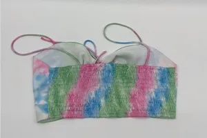 Revolve Superdown Laurena Tie Front Top in Pink Multi Tie Dye Strappy Crop Top S thumbnail 7