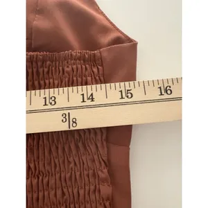 Brown Milkmaid Babydoll Crop Top Size L Whimsy Forest Club Renaissance Ruched thumbnail 5