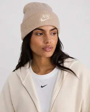 Nike Sportswear Cuffed Beanie Adult Unisex Shimmer Blush Pink Metallic Logo NWT thumbnail 1
