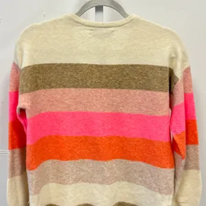 NWT LOFT Women's XS‎ V-Neck Striped Knit Sweater Pink Orange Cream Multi Color thumbnail 6