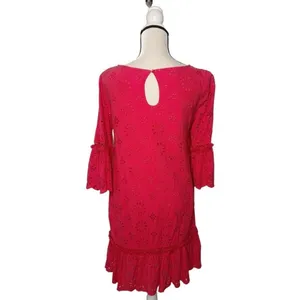 Anthropologie Coral Eyelet Dress Size 8 thumbnail 2