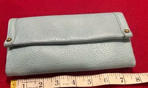 Pebbled Light Blue Leather Fold thumbnail 1