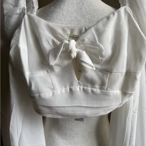 For Love & Lemon Trisha Crop Top in White NWT, $154 Retail thumbnail 7