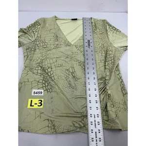 Womans Tribal Wrap Blouse L/L Green V Neck 3/4 Sleeve Button Detail thumbnail 7