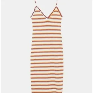 ✨ Zara Ribbed Strappy Mulicoloured V-Neck Long Midi Dress✨ thumbnail 6