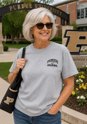 Vintage Steve & Barry’s Purdue Grandma Embroidered T-Shirt Heather Gray Sz Large thumbnail 1